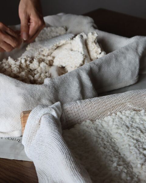 Fresh koji in cotton cloth