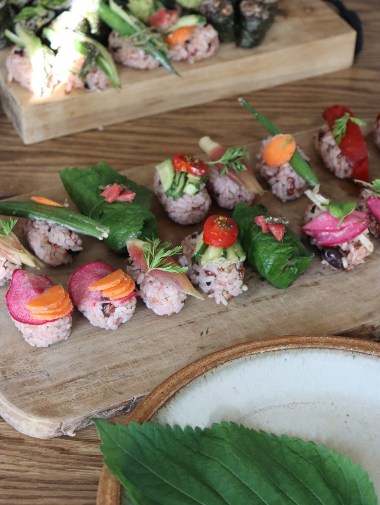 Seasonal vegetable sushi made with koji and fermented seasonings
